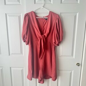 Express Puff Sleeve Tie-Front Romper